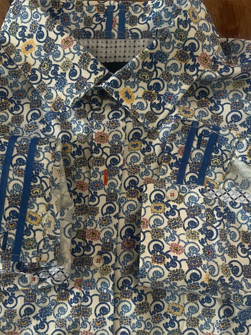 Robert Graham NWOT Modern Americana Blue Floral L/S Shirt Men’s 2XL 56” NEW